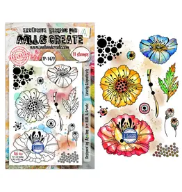 AALL & CREATE AALL & CREATE AZ LINE #1479 LOVELY COQUELICOTS A6 CLEAR STAMP SET