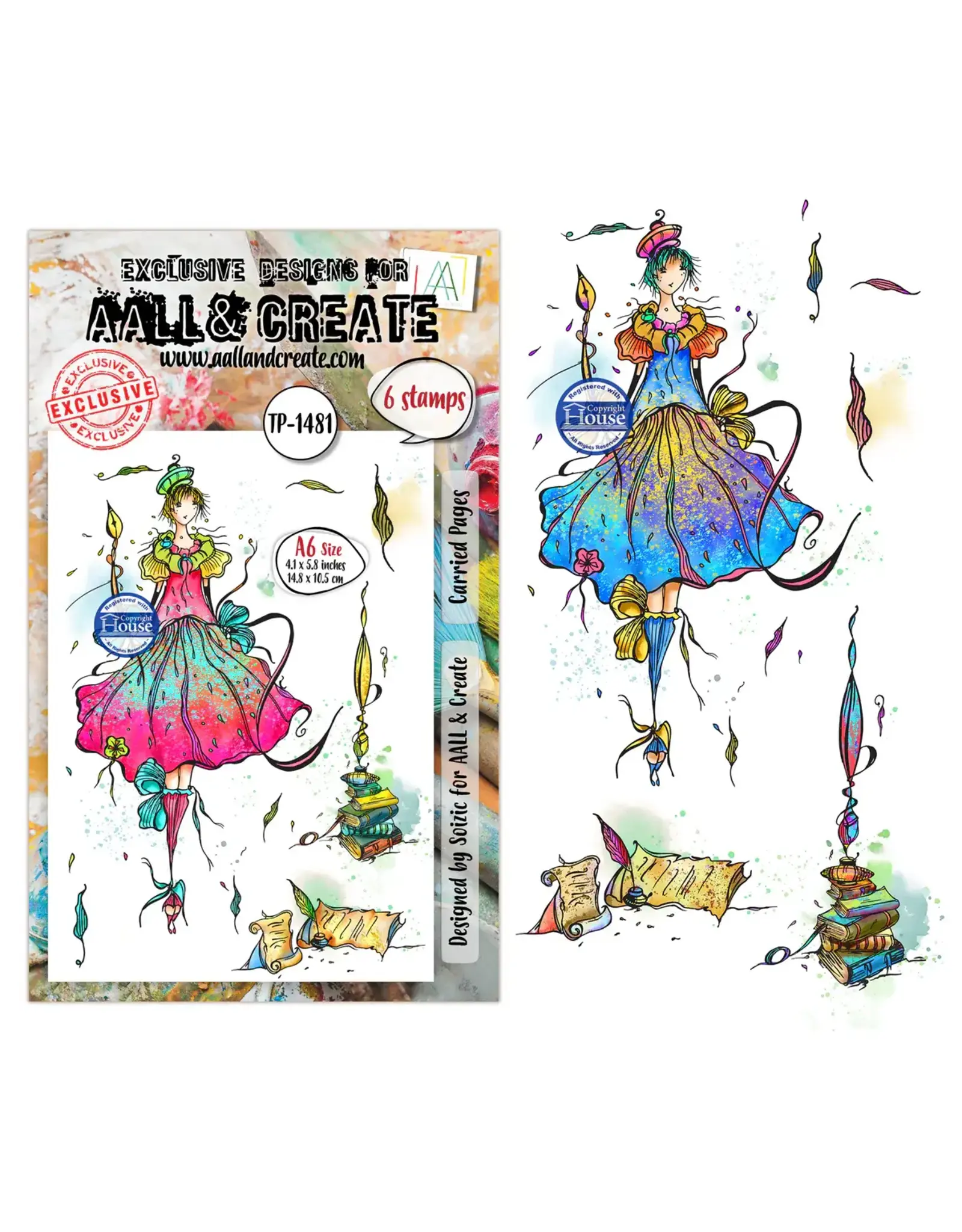 AALL & CREATE AALL & CREATE SOIZIC #1481 CARRIED PAGES A6 CLEAR STAMP SET