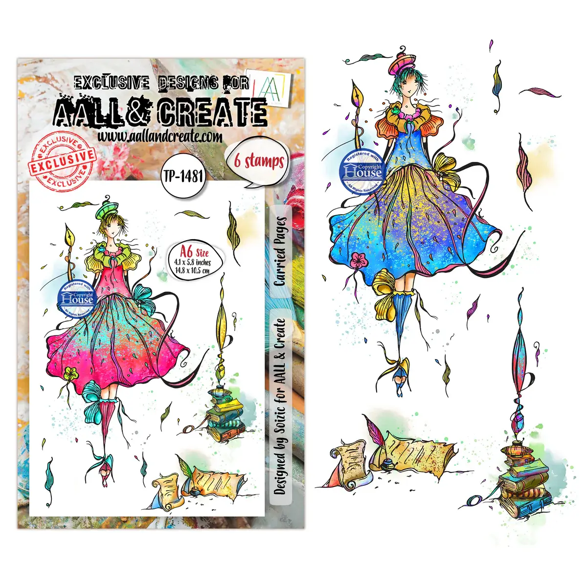 AALL & CREATE AALL & CREATE SOIZIC #1481 CARRIED PAGES A6 CLEAR STAMP SET