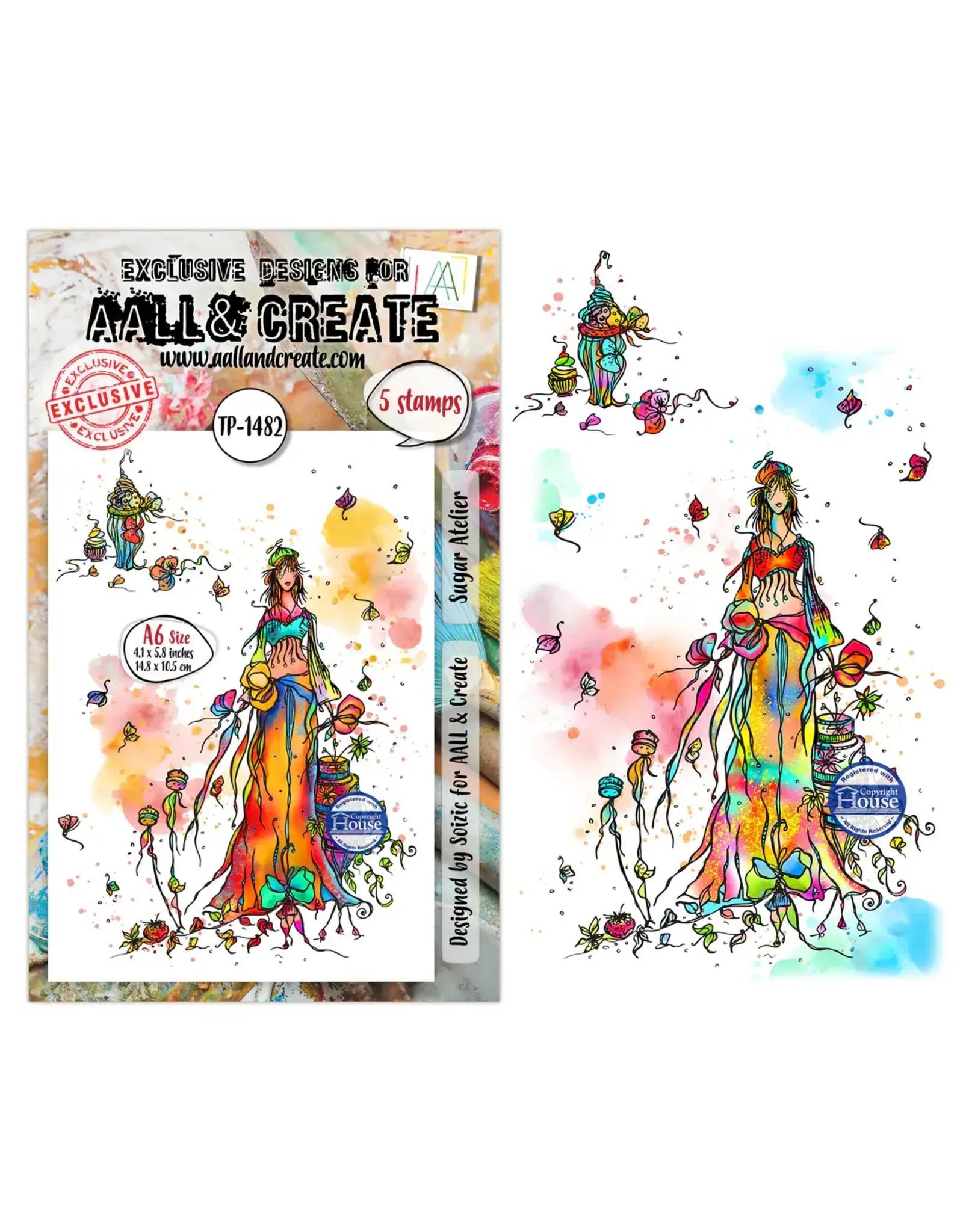 AALL & CREATE AALL & CREATE SOIZIC #1482 SUGAR ATELIER A6 CLEAR STAMP SET