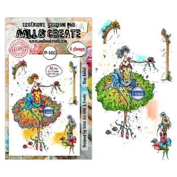 AALL & CREATE AALL & CREATE SOIZIC #1483 ROSE BALLET A6 CLEAR STAMP SET