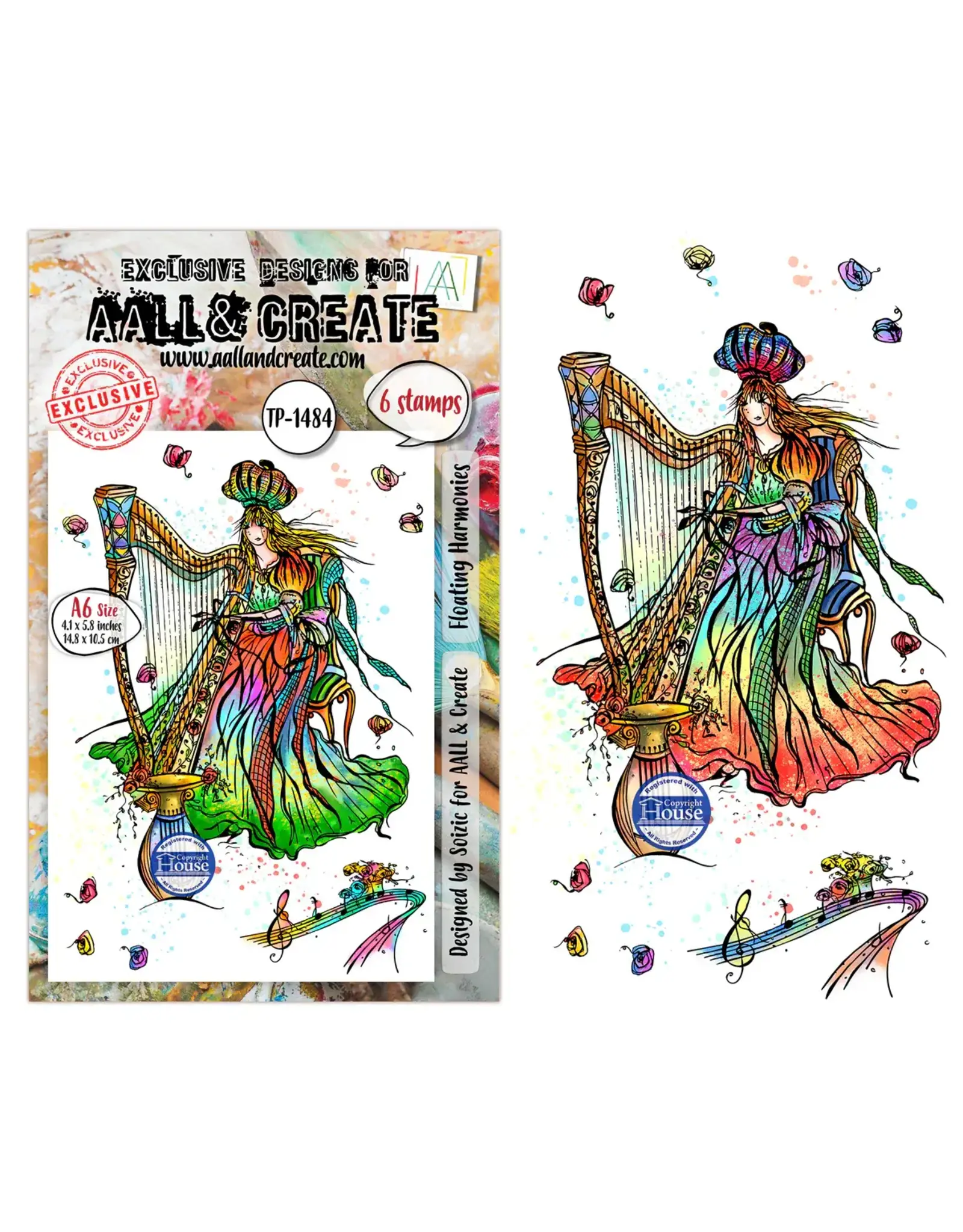 AALL & CREATE AALL & CREATE SOIZIC #1484 FLOATING HARMONIES A6 CLEAR STAMP SET