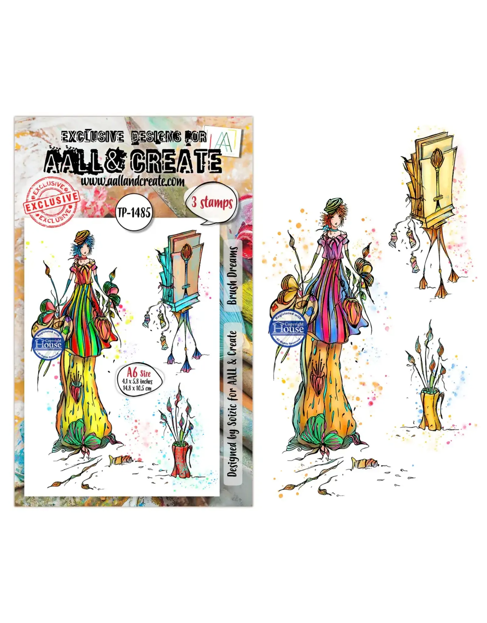 AALL & CREATE AALL & CREATE SOIZIC #1485 BRUSH DREAMS A6 CLEAR STAMP SET