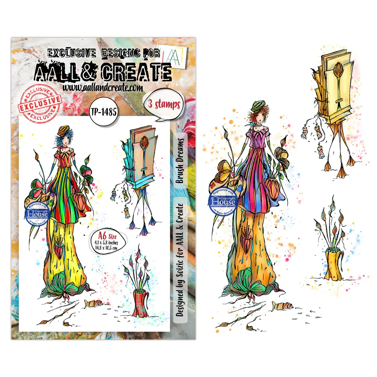 AALL & CREATE AALL & CREATE SOIZIC #1485 BRUSH DREAMS A6 CLEAR STAMP SET