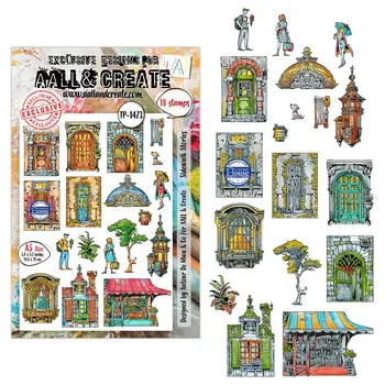 AALL & CREATE AALL & CREATE AUTOUR DE MWA #1473 SIDEWALK STORIES A5 CLEAR STAMP SET