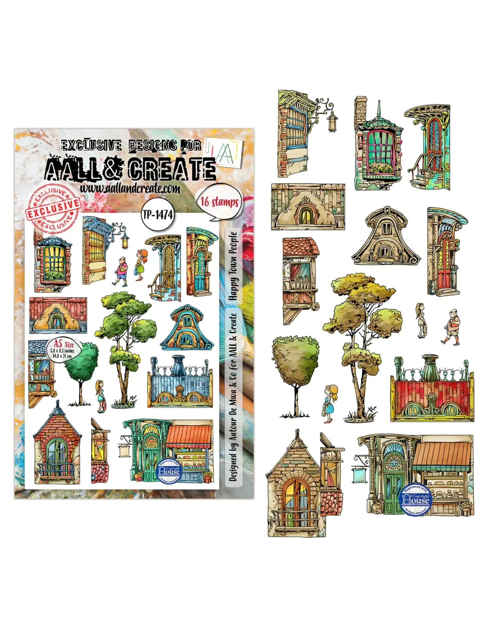 AALL & CREATE AALL & CREATE AUTOUR DE MWA #1474 HAPPY TOWN PEOPLE A5 CLEAR STAMP SET