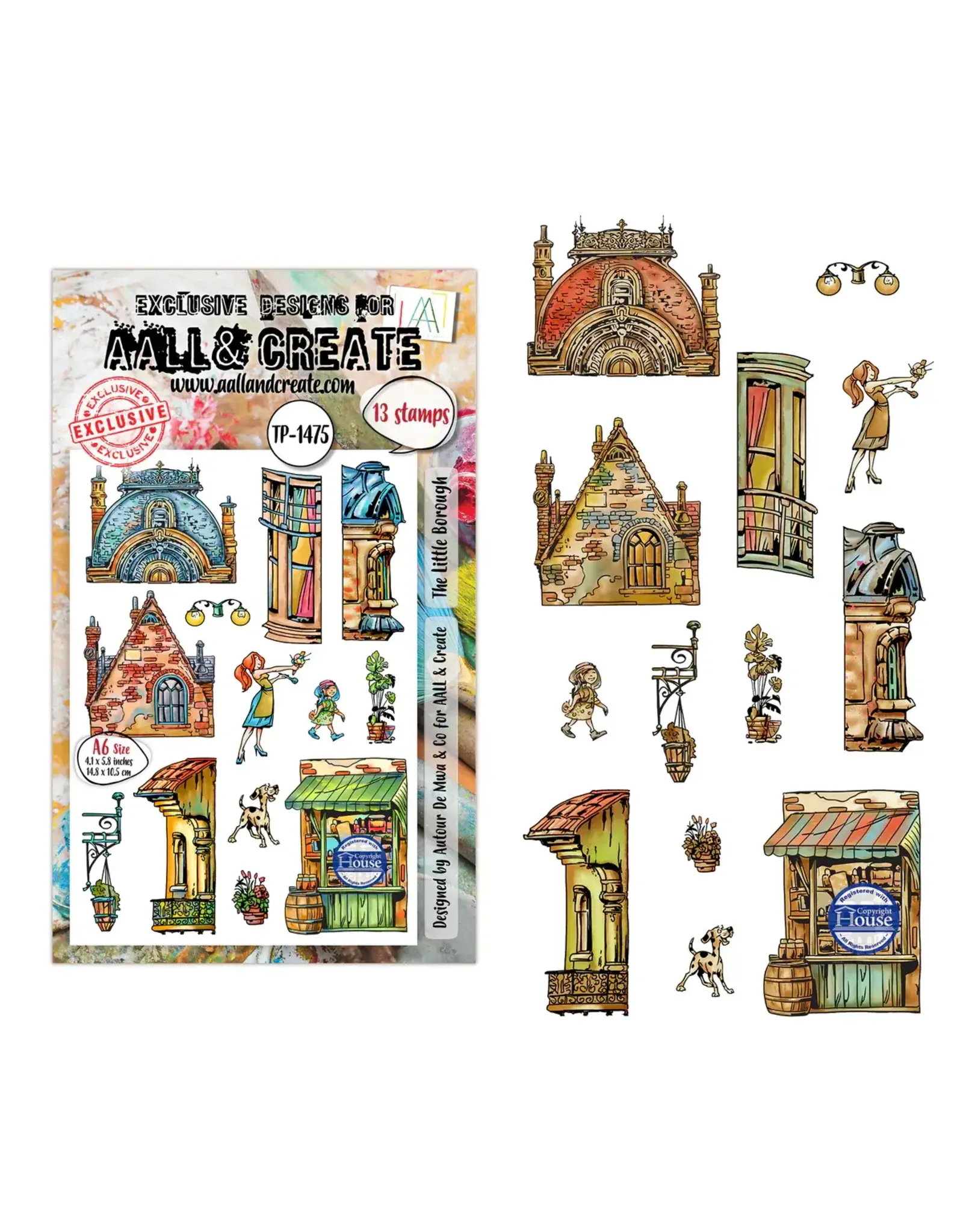 AALL & CREATE AALL & CREATE AUTOUR DE MWA #1475 LITTLE BOROUGH A6 CLEAR STAMP SET