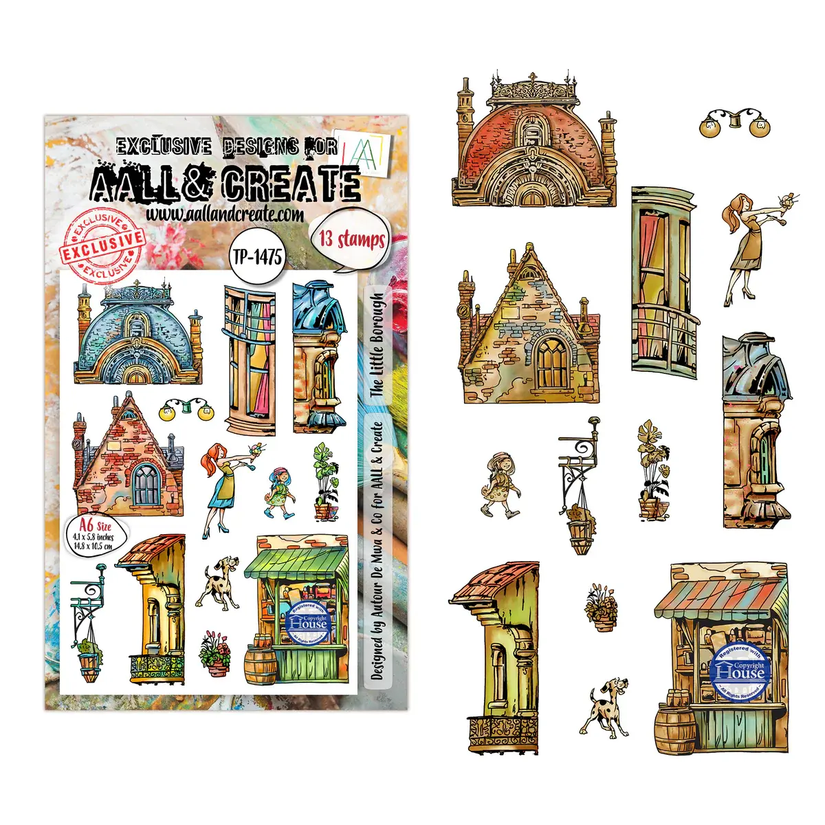 AALL & CREATE AALL & CREATE AUTOUR DE MWA #1475 LITTLE BOROUGH A6 CLEAR STAMP SET