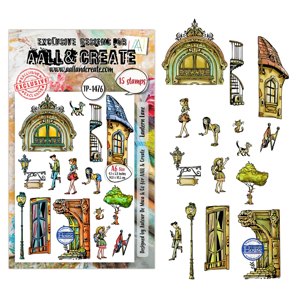 AALL & CREATE AALL & CREATE AUTOUR DE MWA #1476 LITTLE BOROUGH A6 CLEAR STAMP SET