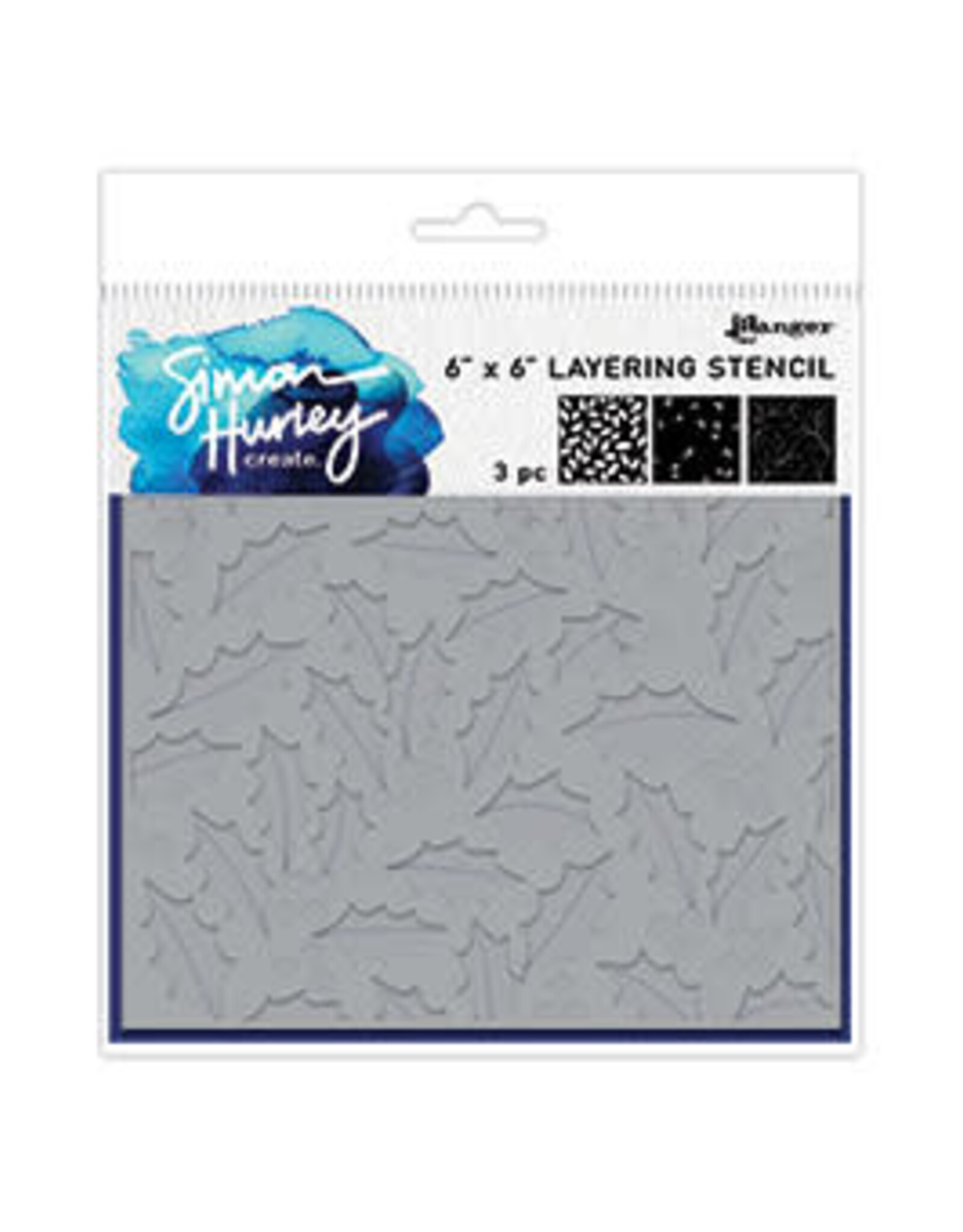 RANGER RANGER SIMON HURLEY FESTIVE HOLLY 6x6 LAYERING STENCIL SET