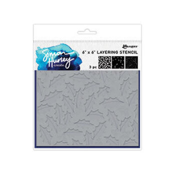 RANGER RANGER SIMON HURLEY FESTIVE HOLLY 6x6 LAYERING STENCIL SET