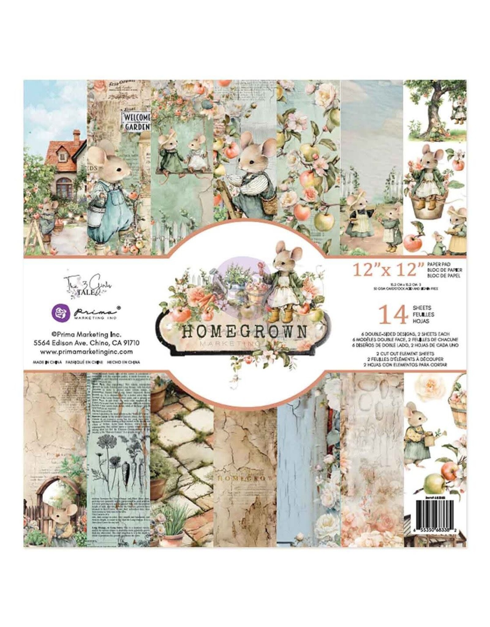 PRIMA PRIMA HOMEGROWN 12x12 PAPER PAD 14 SHEETS