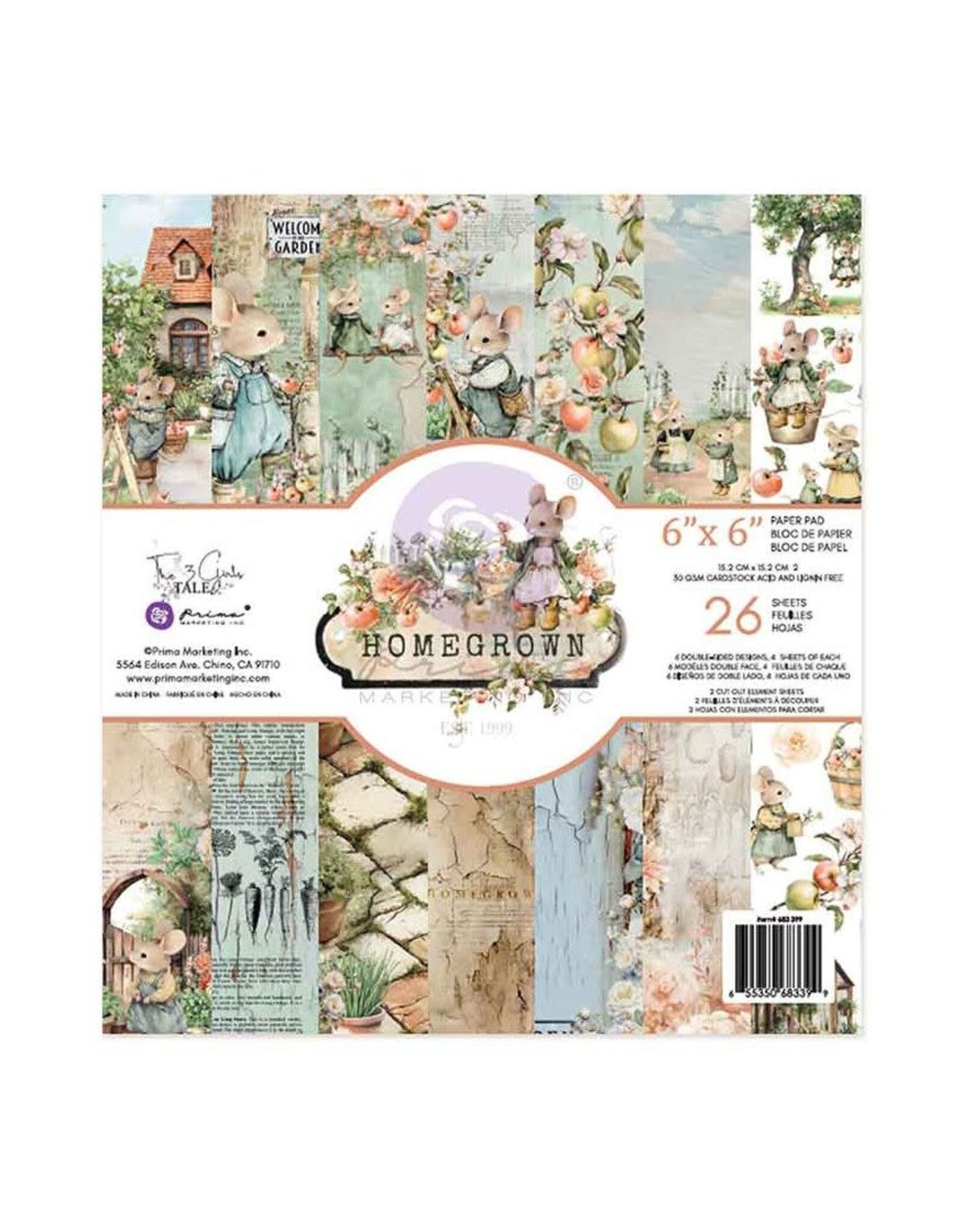 PRIMA PRIMA HOMEGROWN 6x6 PAPER PAD 26 SHEETS