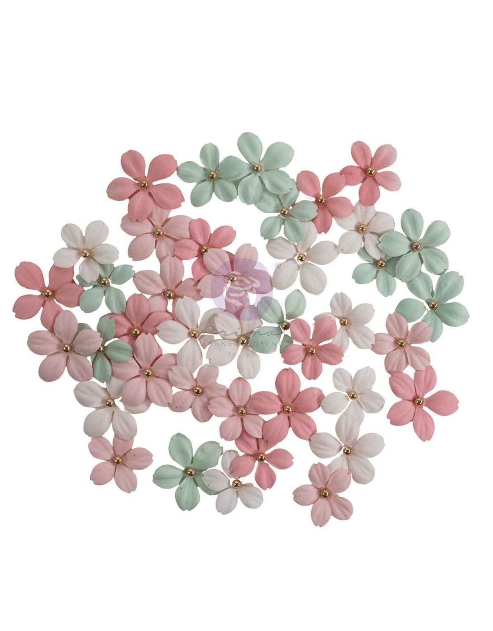 PRIMA PRIMA BUTTONS & KEEPSAKES TENDER FLORALS PAPER FLOWERS 40/PK