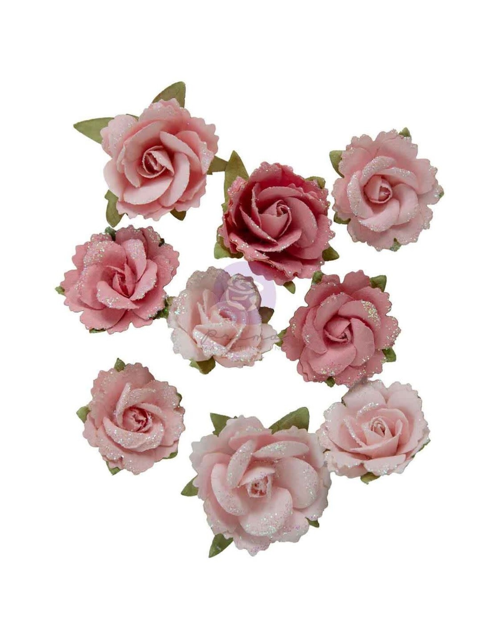 PRIMA PRIMA BUTTONS & KEEPSAKES ENVELOPED ROSES PAPER FLOWERS 9/PK