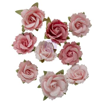PRIMA PRIMA BUTTONS & KEEPSAKES ENVELOPED ROSES PAPER FLOWERS 9/PK