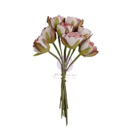 PRIMA PRIMA BUTTONS & KEEPSAKES TATTERED MILLINERY PAPER FLOWERS 8/PK