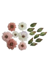 PRIMA PRIMA BUTTONS & KEEPSAKES SHEER BEAUTIES PAPER FLOWERS 16/PK