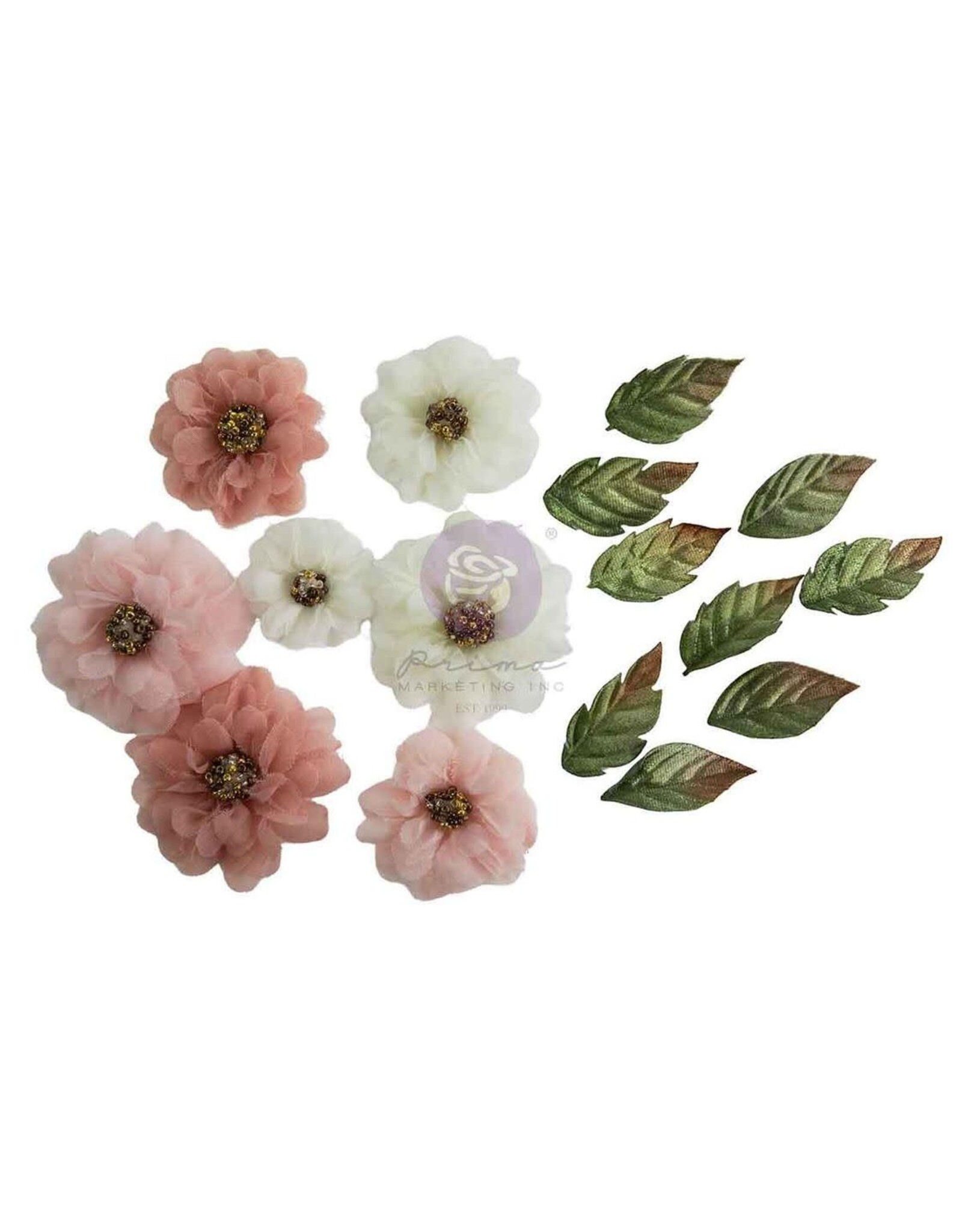 PRIMA PRIMA BUTTONS & KEEPSAKES SHEER BEAUTIES PAPER FLOWERS 16/PK