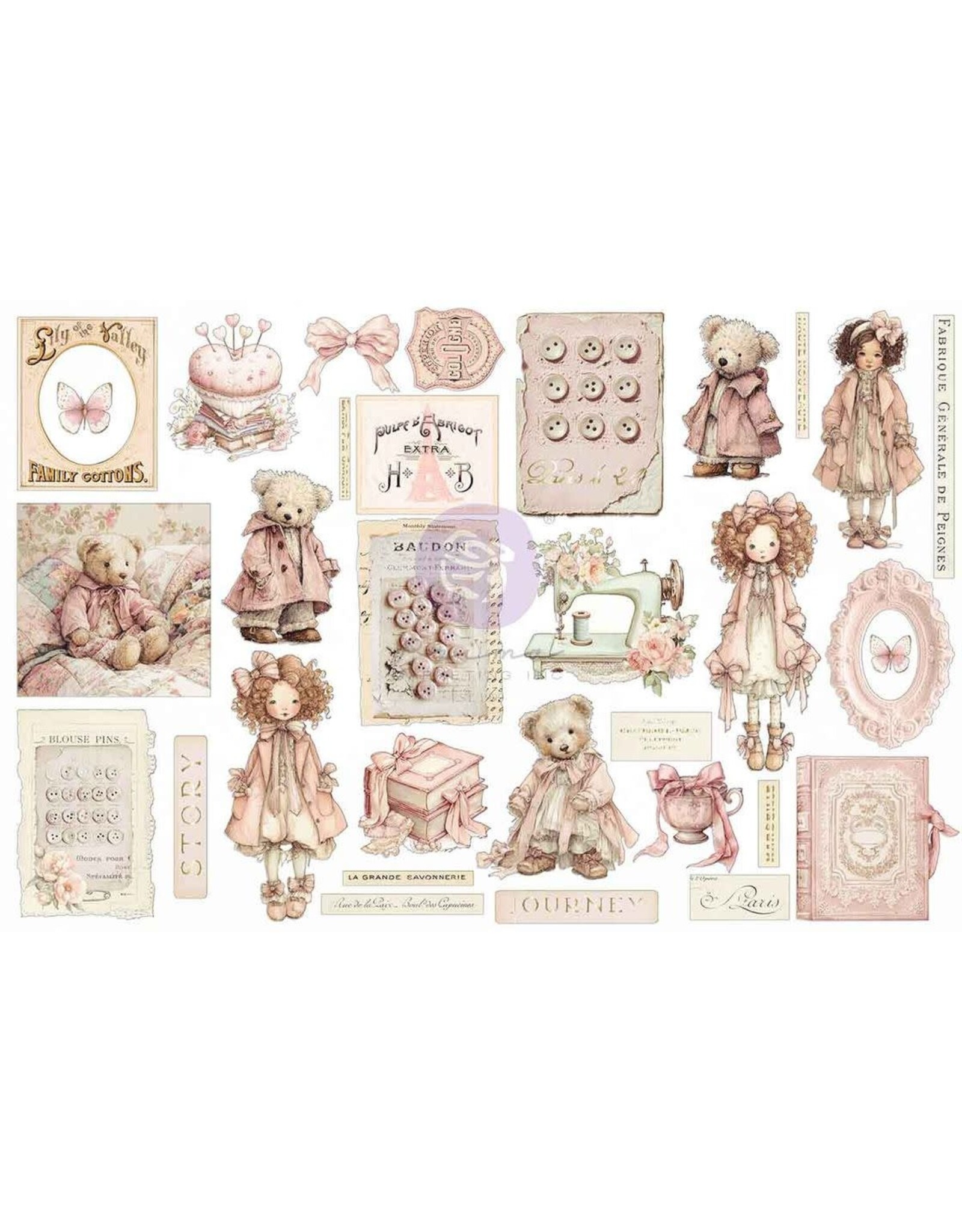 PRIMA PRIMA BUTTONS & KEEPSAKES QUILTED MEMORIES EPHEMERA