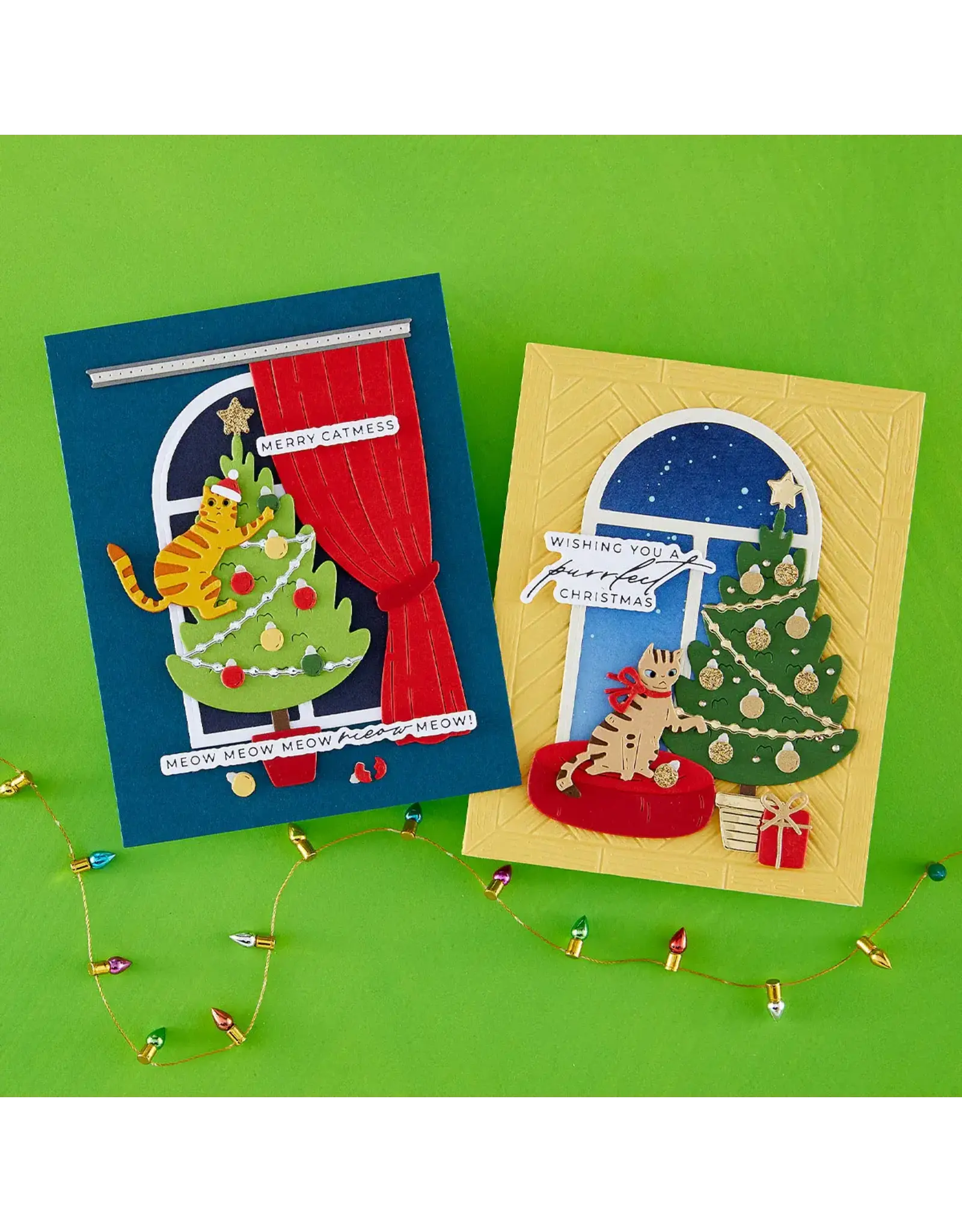 SPELLBINDERS SPELLBINDERS YANA SMAKULA CHRISTMAS CATS WINDOW VIEW DIE SET