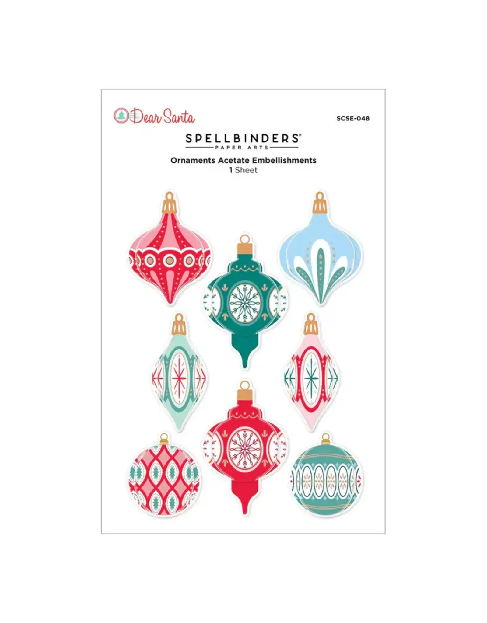 SPELLBINDERS SPELLBINDERS DEAR SANTA ORNAMENTS DIMENSIONAL STICKERS
