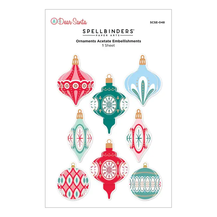 SPELLBINDERS SPELLBINDERS DEAR SANTA ORNAMENTS DIMENSIONAL STICKERS