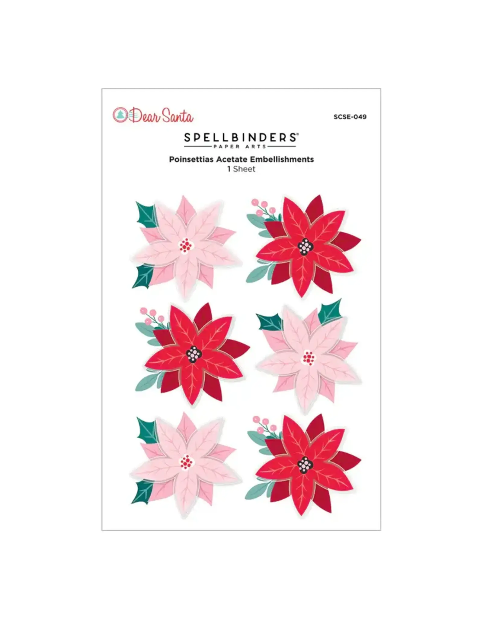SPELLBINDERS SPELLBINDERS DEAR SANTA POINSETTIAS DIMENSIONAL STICKERS