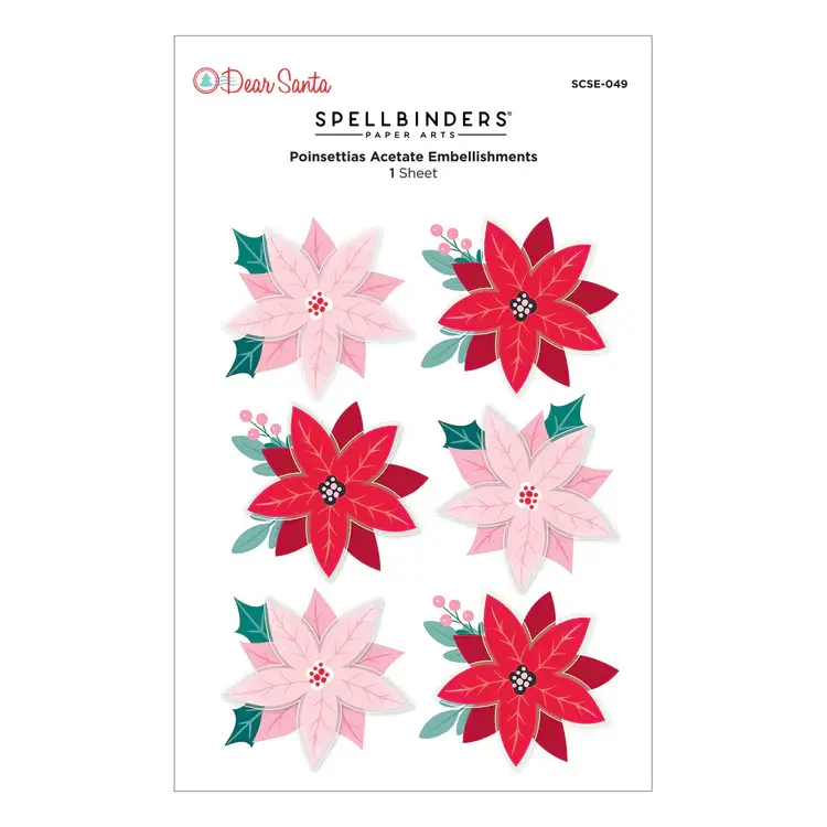 SPELLBINDERS SPELLBINDERS DEAR SANTA POINSETTIAS DIMENSIONAL STICKERS