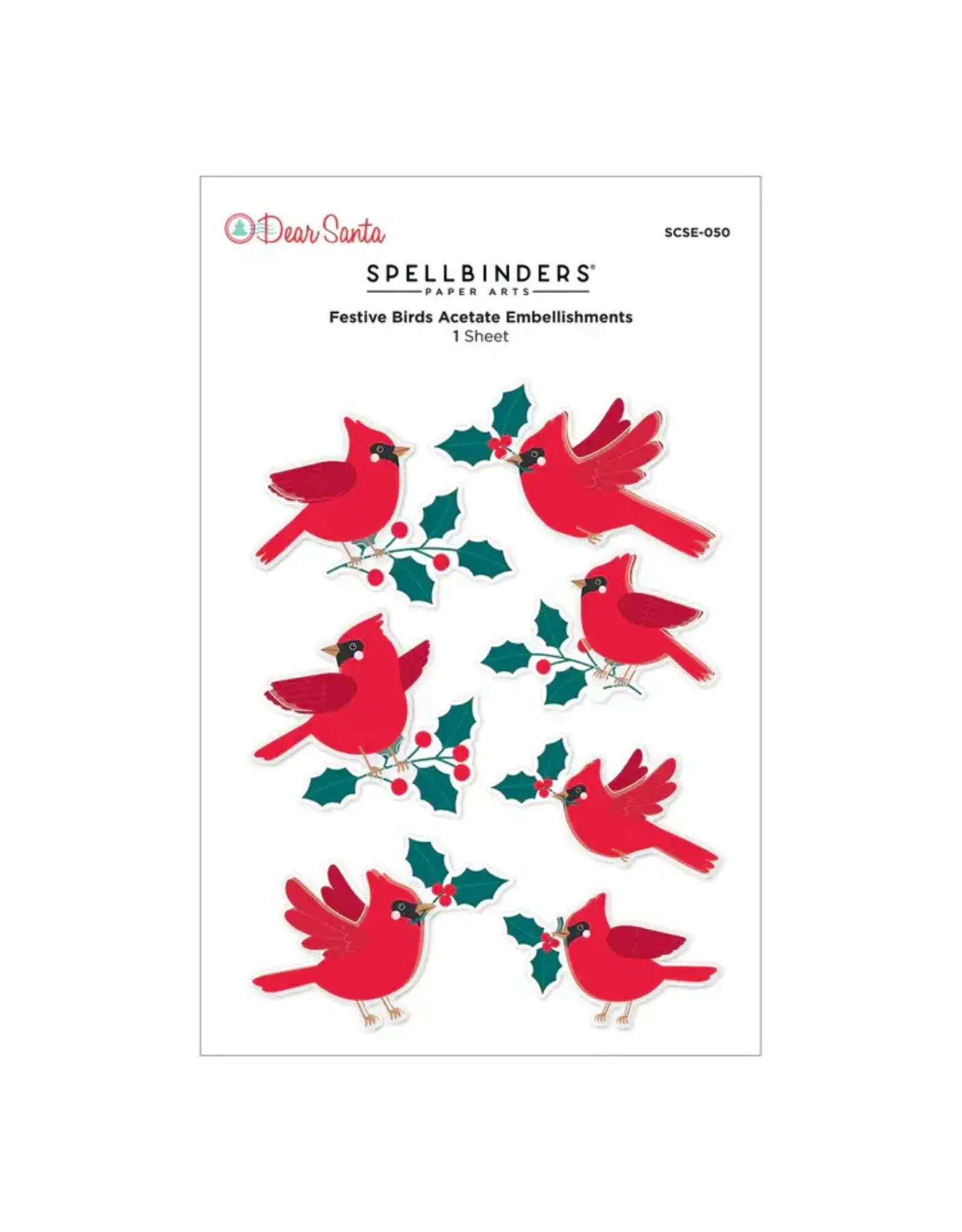 SPELLBINDERS SPELLBINDERS DEAR SANTA FESTIVE BIRDS DIMENSIONAL STICKERS