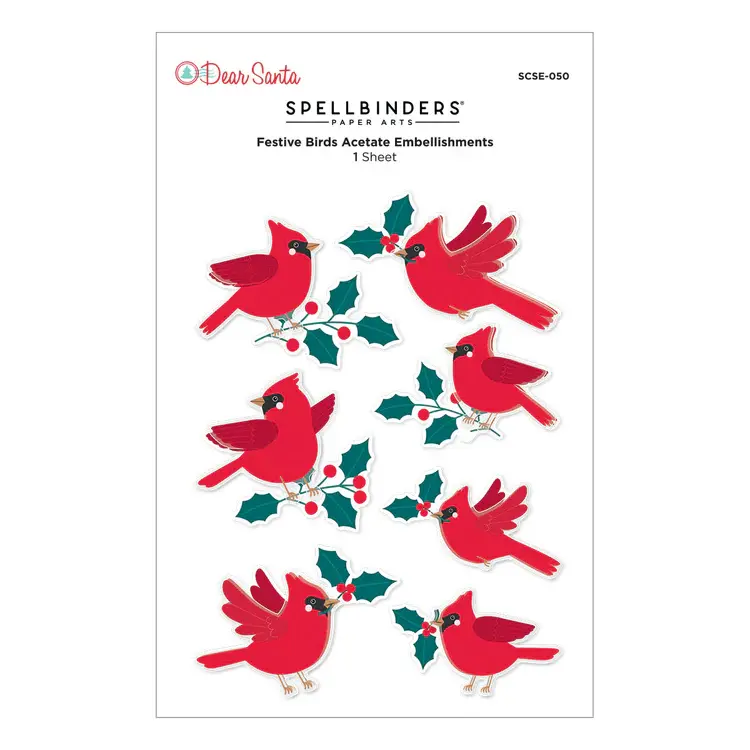 SPELLBINDERS SPELLBINDERS DEAR SANTA FESTIVE BIRDS DIMENSIONAL STICKERS