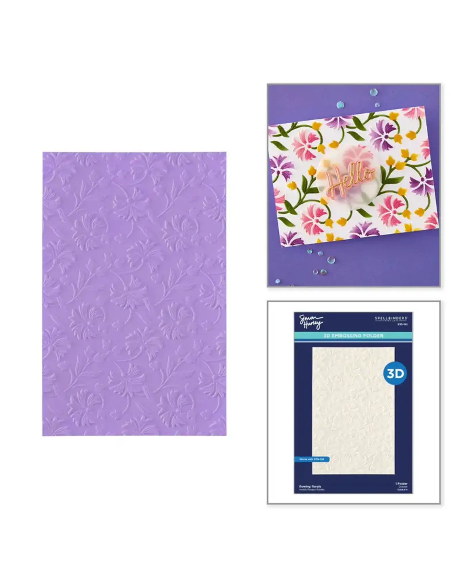 SPELLBINDERS SPELLBINDERS SIMON HURLEY FLOWING FLORALS 3D EMBOSSING FOLDER