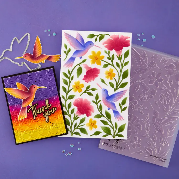 SPELLBINDERS SPELLBINDERS SIMON HURLEY FLOWING FLORALS 3D EMBOSSING FOLDER AND STENCIL