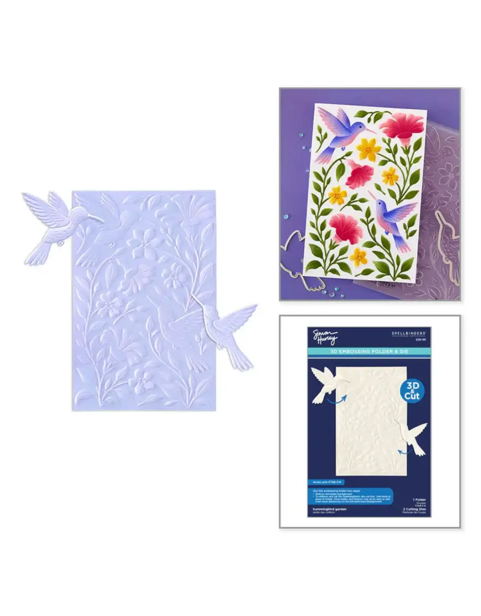 SPELLBINDERS SPELLBINDERS SIMON HURLEY HUMMINGBIRD GARDEN 3D EMBOSSING FOLDER AND DIE SET
