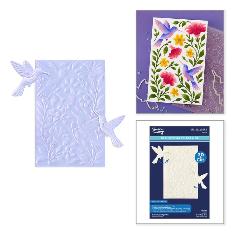 SPELLBINDERS SPELLBINDERS SIMON HURLEY HUMMINGBIRD GARDEN 3D EMBOSSING FOLDER AND DIE SET