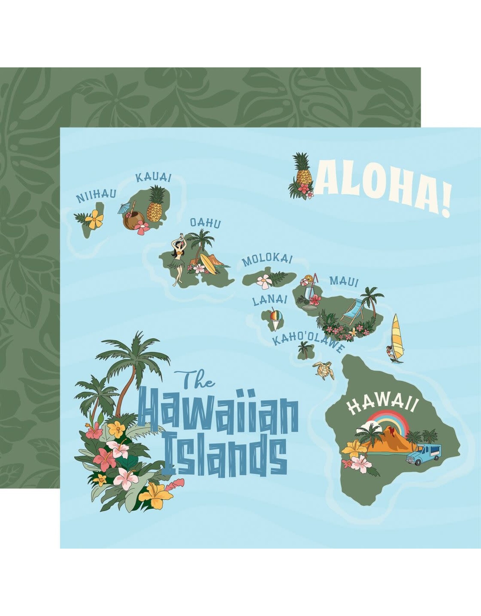 CARTA BELLA CARTA BELLA HAWAII MAP 12x12 CARDSTOCK