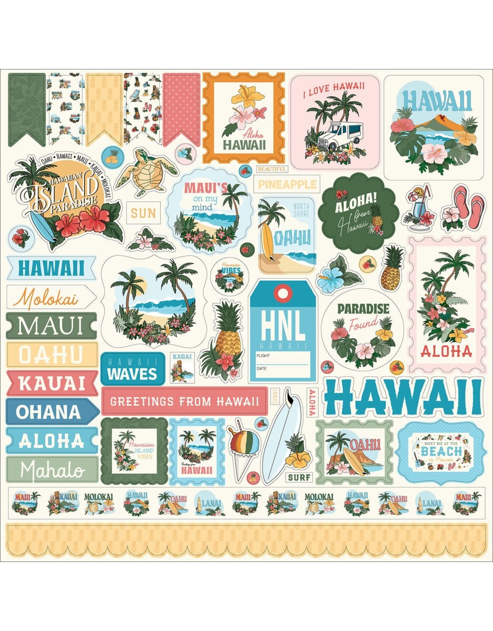 CARTA BELLA CARTA BELLA HAWAII ELEMENTS 12x12 CARDSTOCK STICKERS