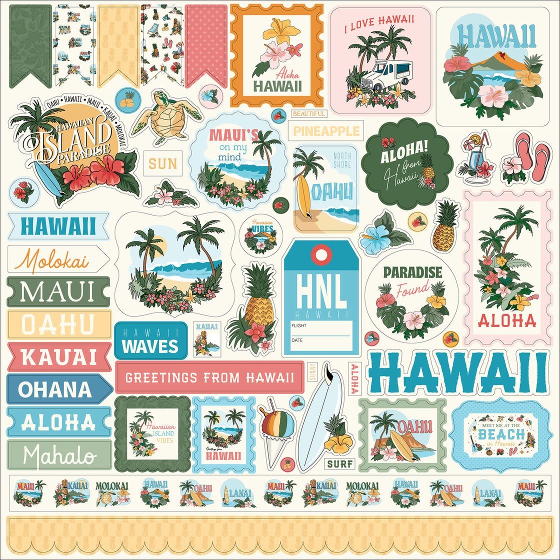 CARTA BELLA CARTA BELLA HAWAII ELEMENTS 12x12 CARDSTOCK STICKERS