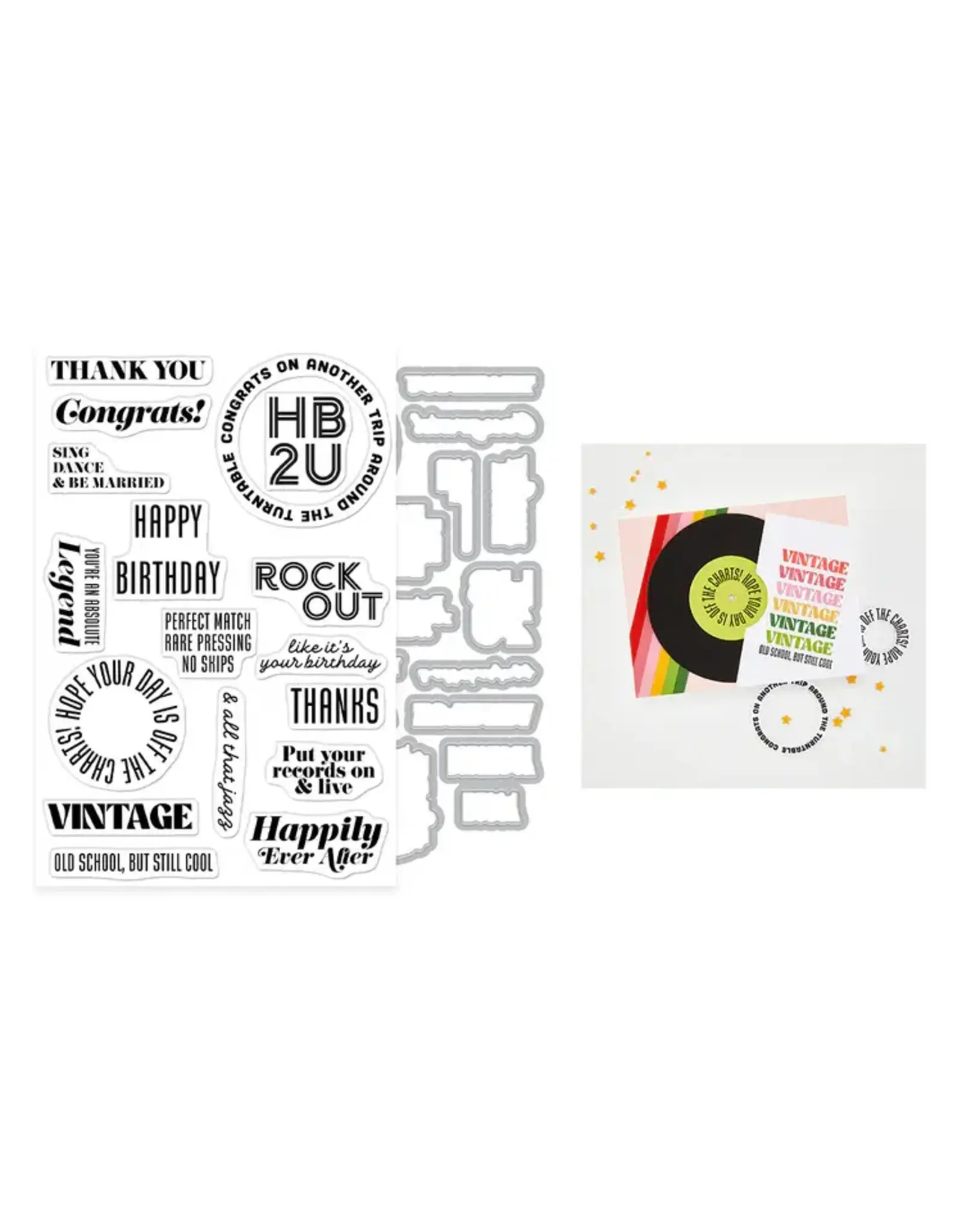HERO ARTS HERO ARTS VINTAGE VINYL CLEAR STAMP AND DIE SET
