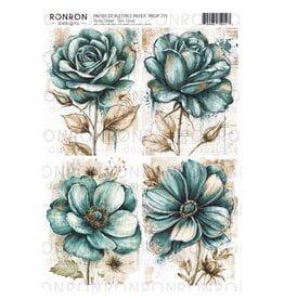 RONRON DESIGNS RONRON DESIGNS ROSES BLEUES RICE PAPER