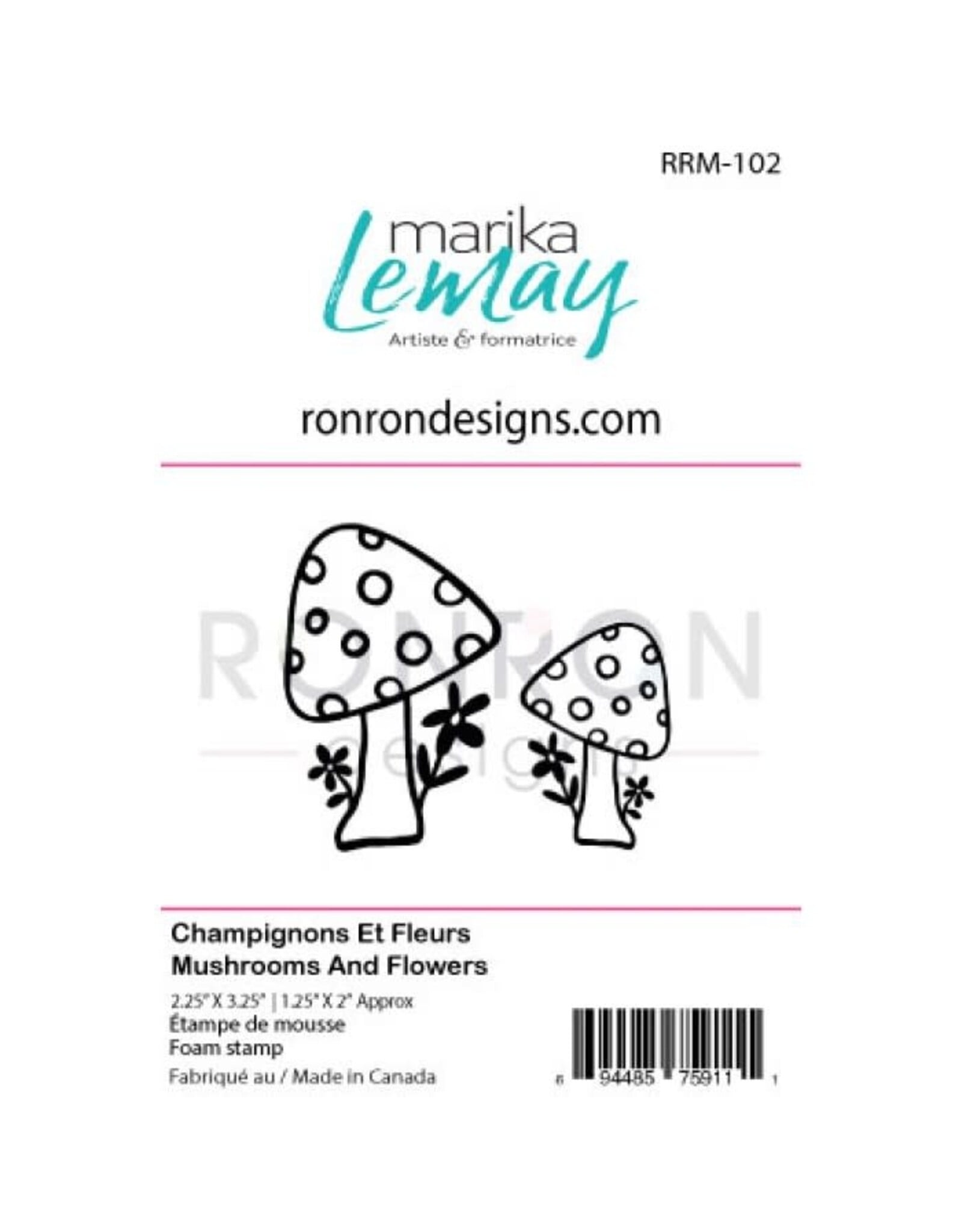 RONRON DESIGNS RONRON DESIGNS MARIKA LEMAY - CHAMPIGNONS ET FLEURS FOAM STAMP SET