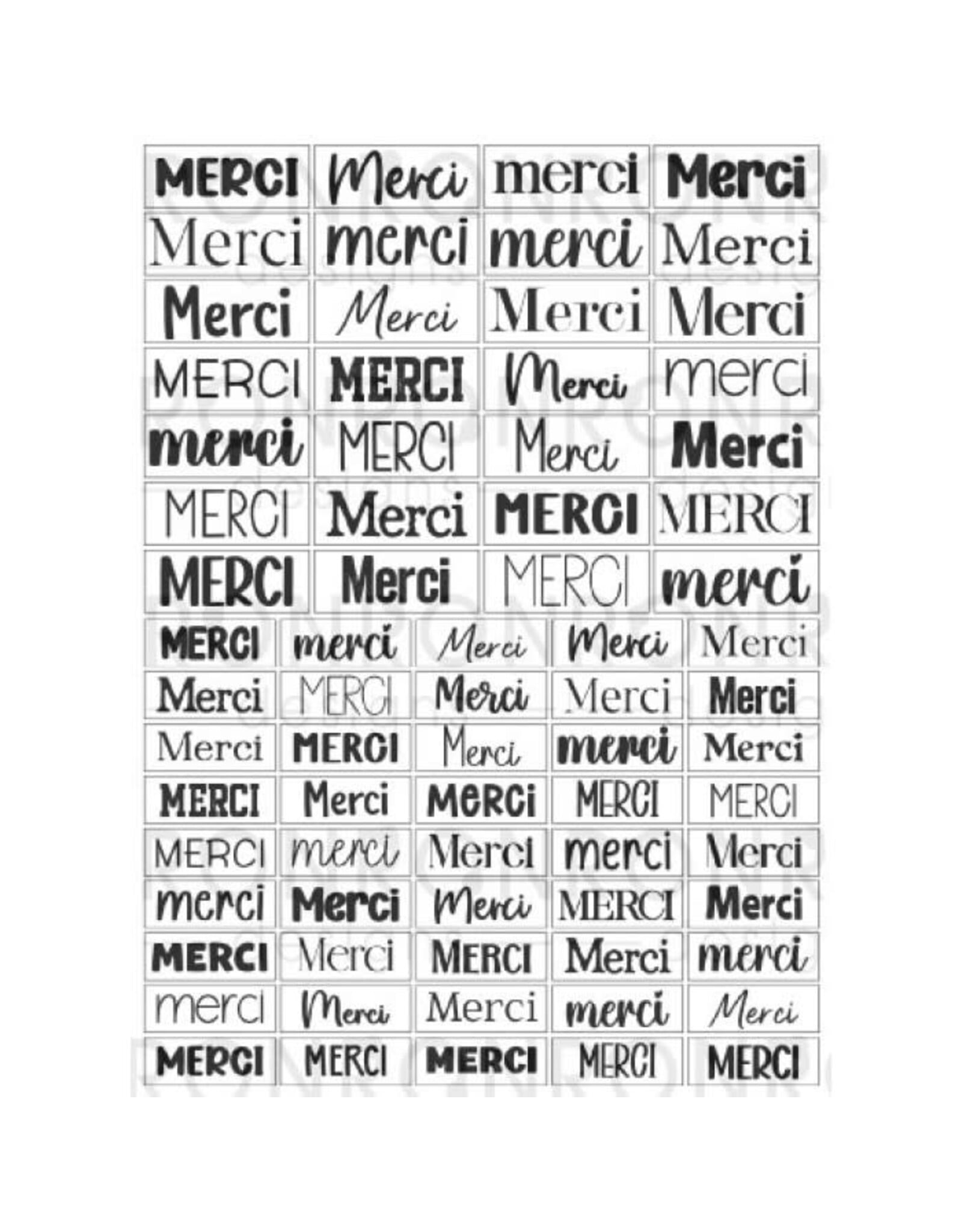 RONRON DESIGNS RONRON DESIGNS MERCI - WHITE STICKERS