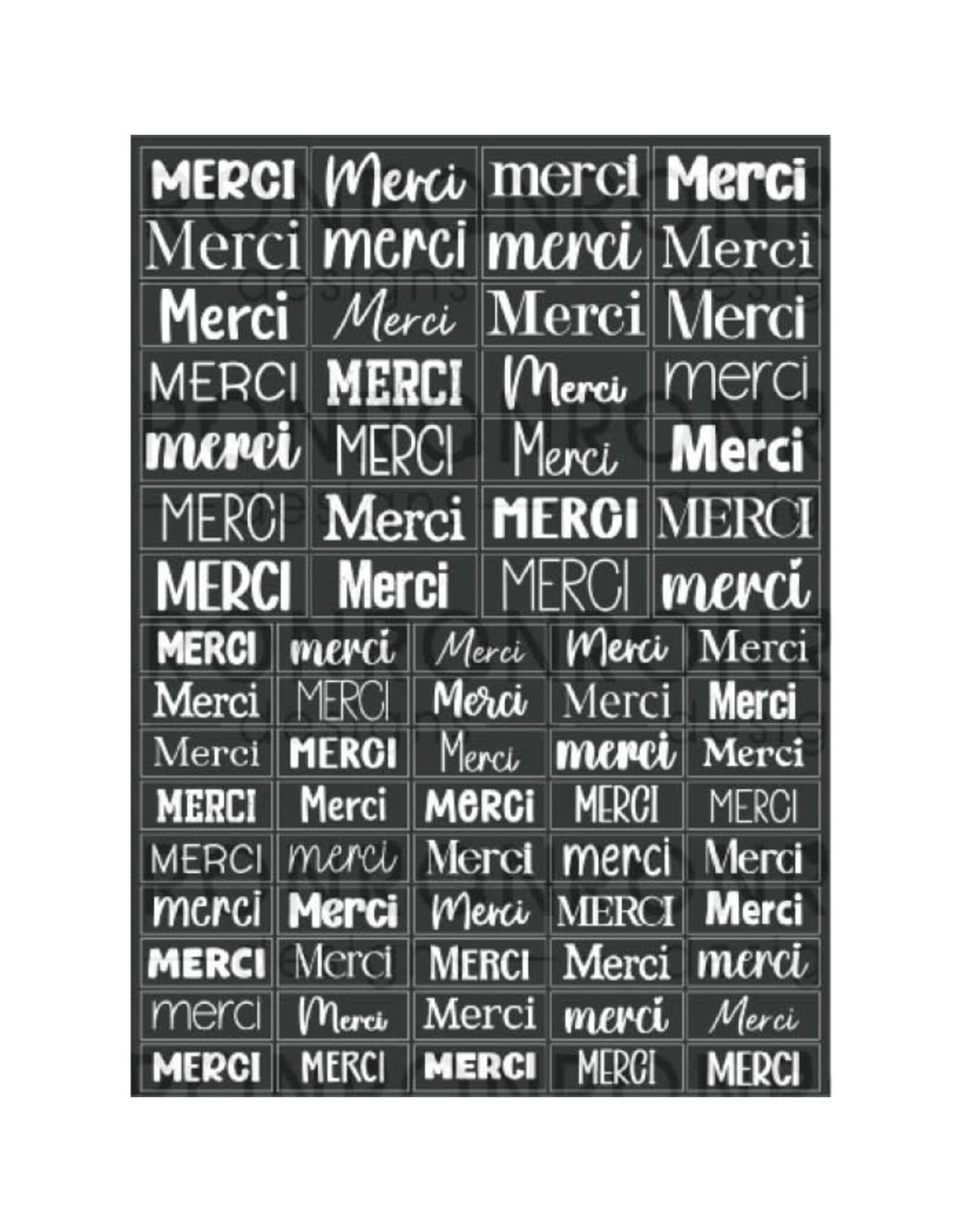 RONRON DESIGNS RONRON DESIGNS MERCI - BLACK STICKERS