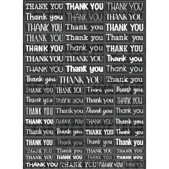 RONRON DESIGNS RONRON DESIGNS THANK YOU - BLACK STICKERS