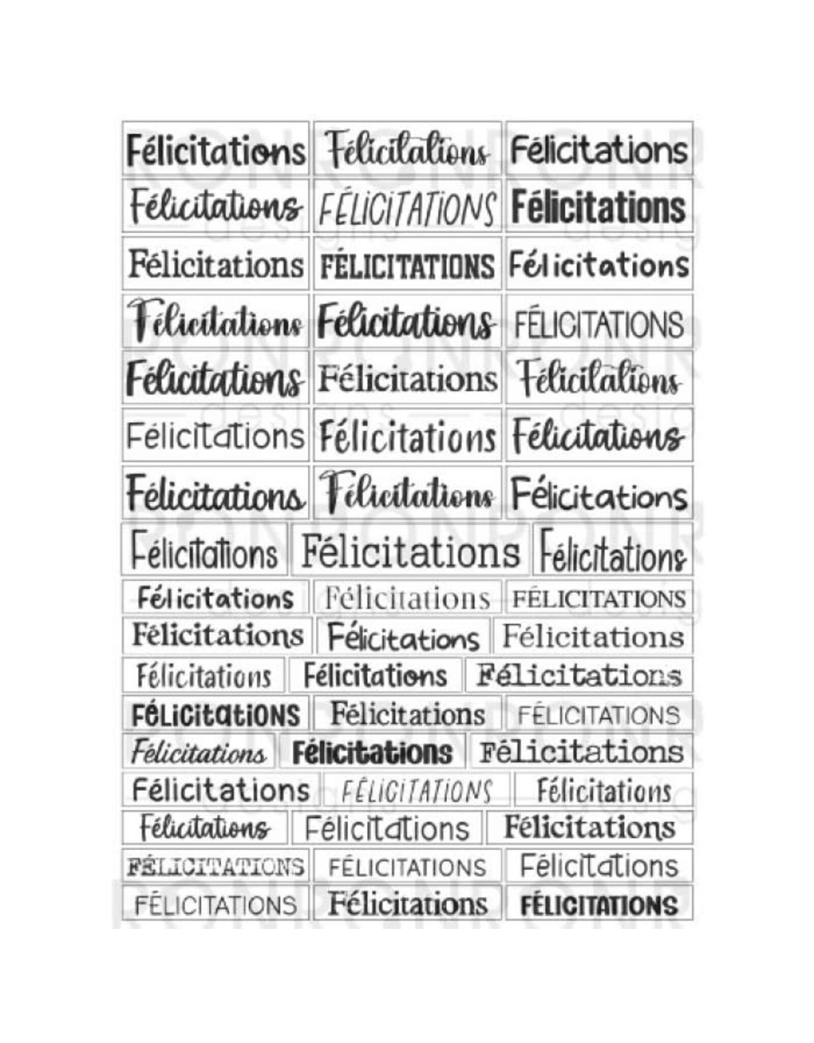 RONRON DESIGNS RONRON DESIGNS FÉLICITATIONS - WHITE STICKERS