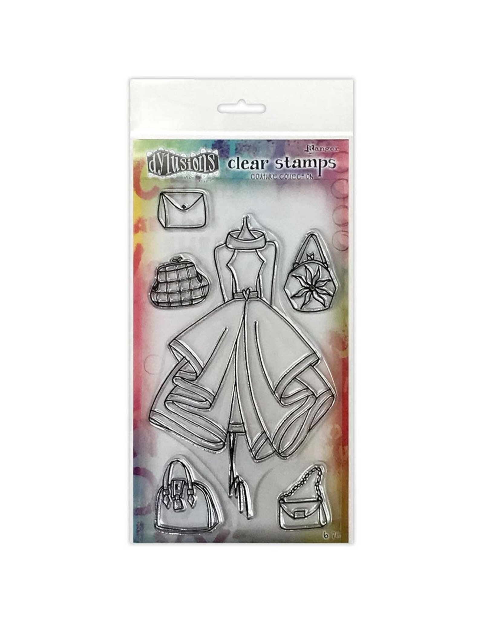 RANGER DYLUSIONS LADIES WHO LUNCH COUTURE COLLECTION CLEAR STAMP SET