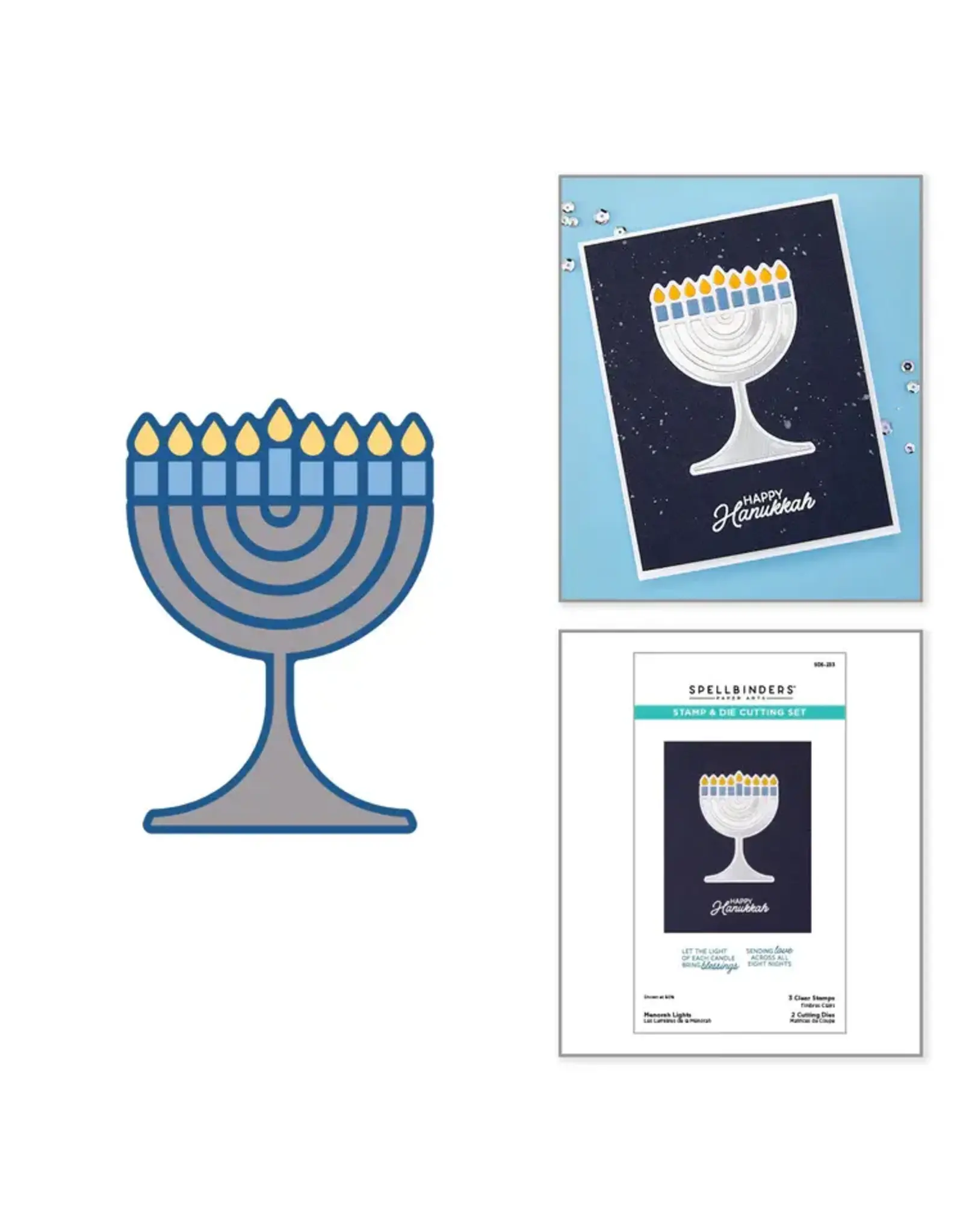 SPELLBINDERS SPELLBINDERS MENORAH LIGHTS CLEAR STAMP & DIE SET