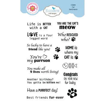 ELIZABETH CRAFT DESIGNS ELIZABETH CRAFT DESIGNS CUTE & WHIMSICAL CATS SENTIMENTS CLEAR STAMP SET