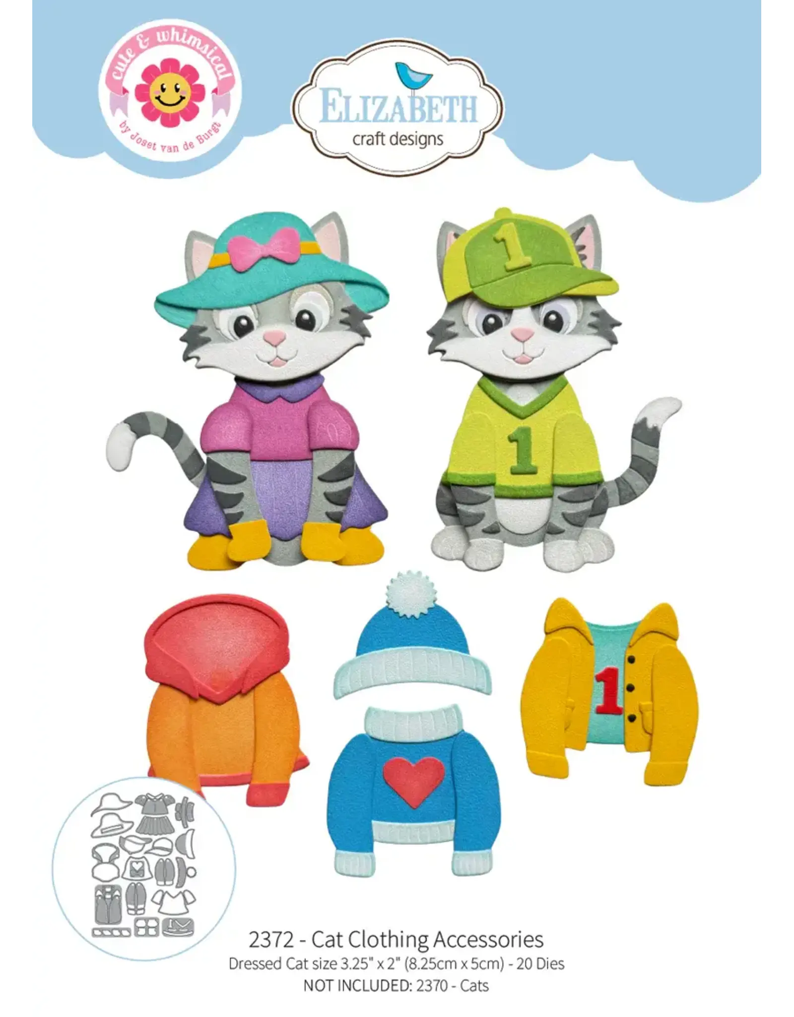 ELIZABETH CRAFT DESIGNS ELIZABETH CRAFT DESIGNS CUTE & WHIMSICAL MEET THE CATS CLOTHING ACCESSORIES DIE SET