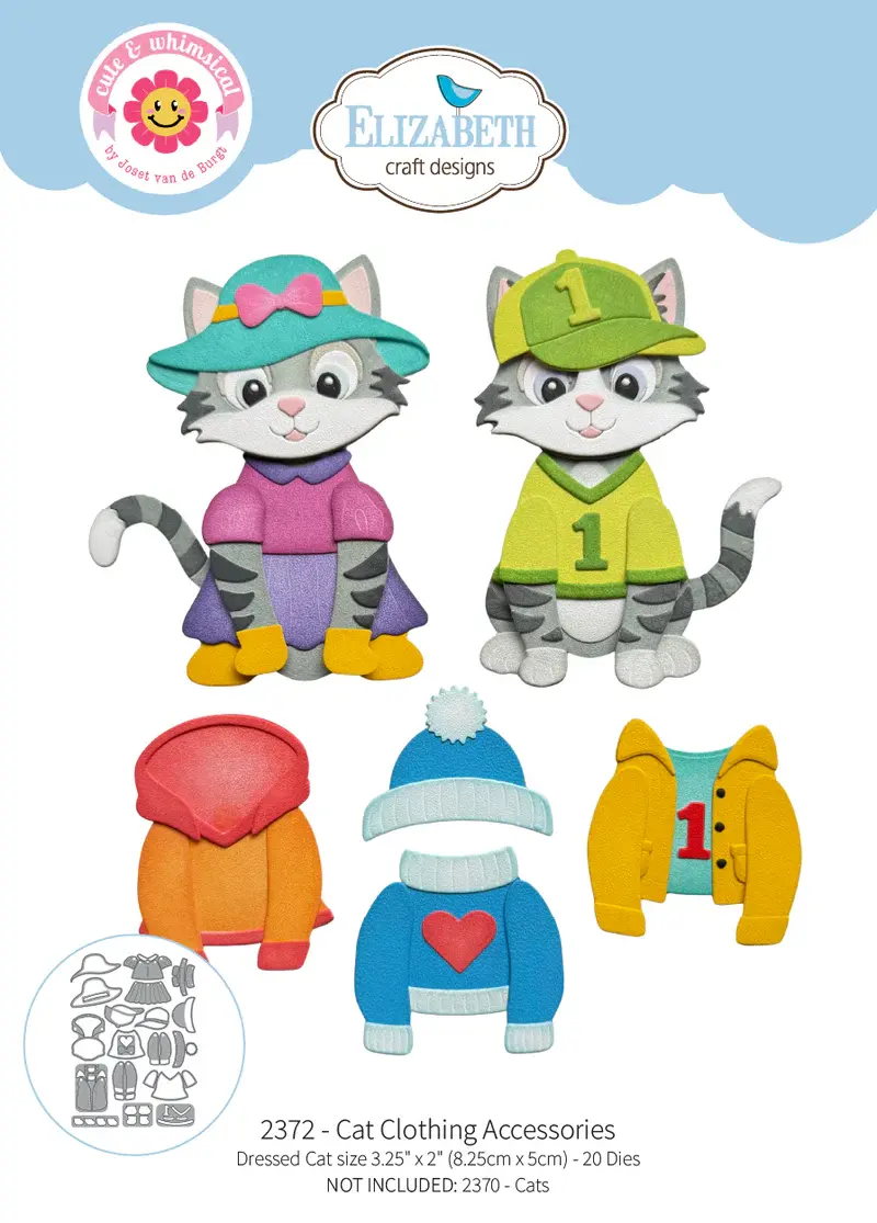 ELIZABETH CRAFT DESIGNS ELIZABETH CRAFT DESIGNS CUTE & WHIMSICAL MEET THE CATS CLOTHING ACCESSORIES DIE SET